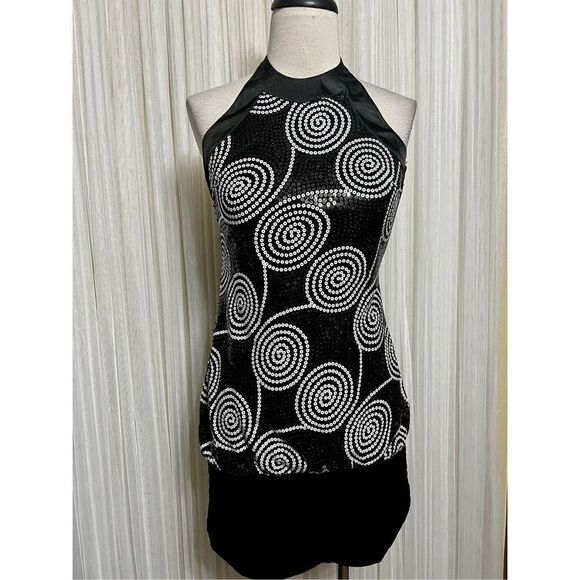 Cache Sequined Party Dress Cocktail Dress Mini Dress Size 2 - Picture 1 of 4